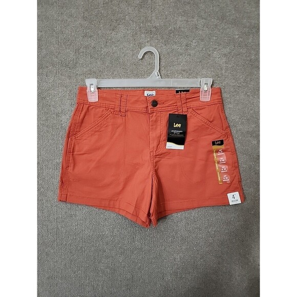Lee Legendary Carpenter Shorts Womens 6 Coral Hammer Loop Cotton Stretch NEW - Picture 4 of 11
